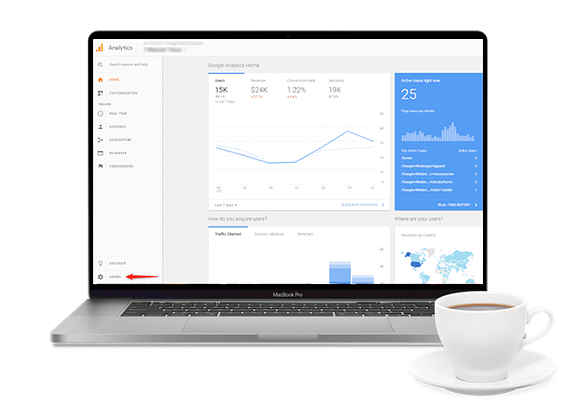 A laptop showing Google Analytics