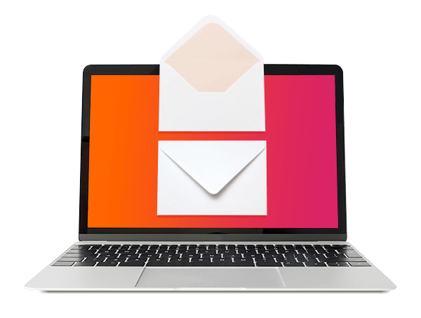 A laptop screen showing emails being opened