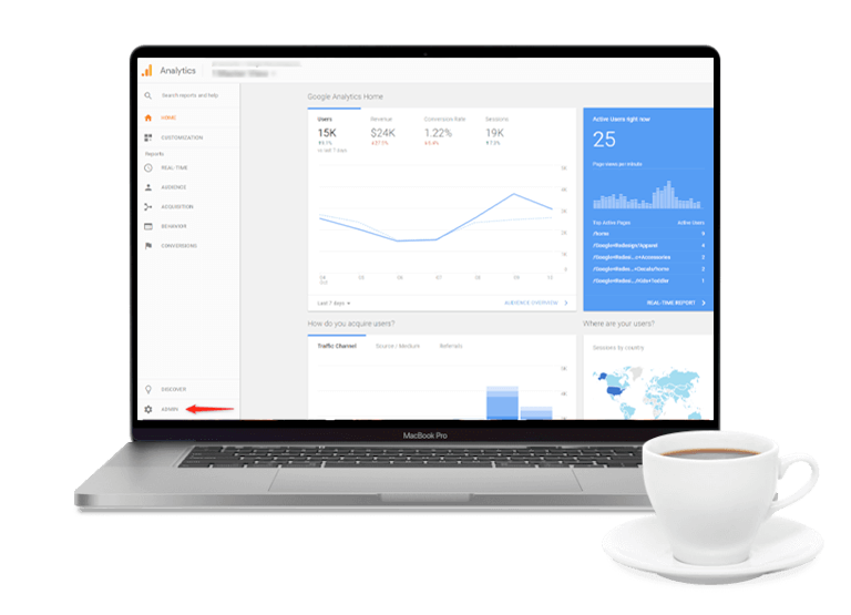 A laptop showing Google Analytics