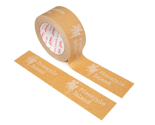 Custom Printed Paper Tape | Colours - 1 (White), with natural brown base material | Positive Print