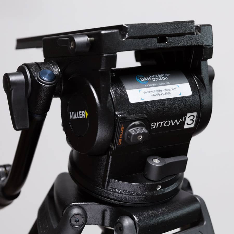 Le Mark Equipment Labels identify ownership of camera tripod for Dan Mckenzie-Cussou