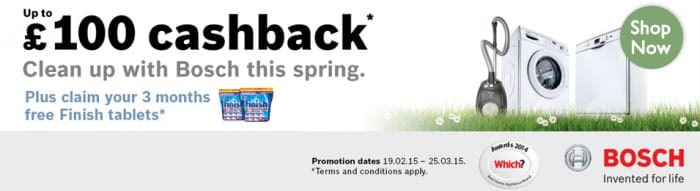 Up to £100 cash back on selected Bosch Appliances | Appliance City