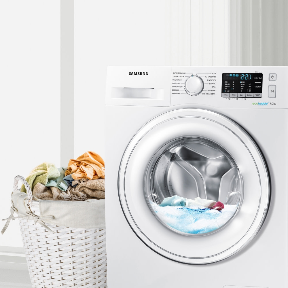 samsung ecobubble ww70j5555dw freestanding washing