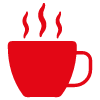 Coffee cup icon in red