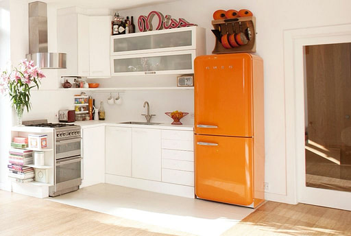 Orange retro Smeg fridge