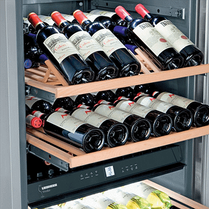 Bottles of wine in Leibherr wine cooler