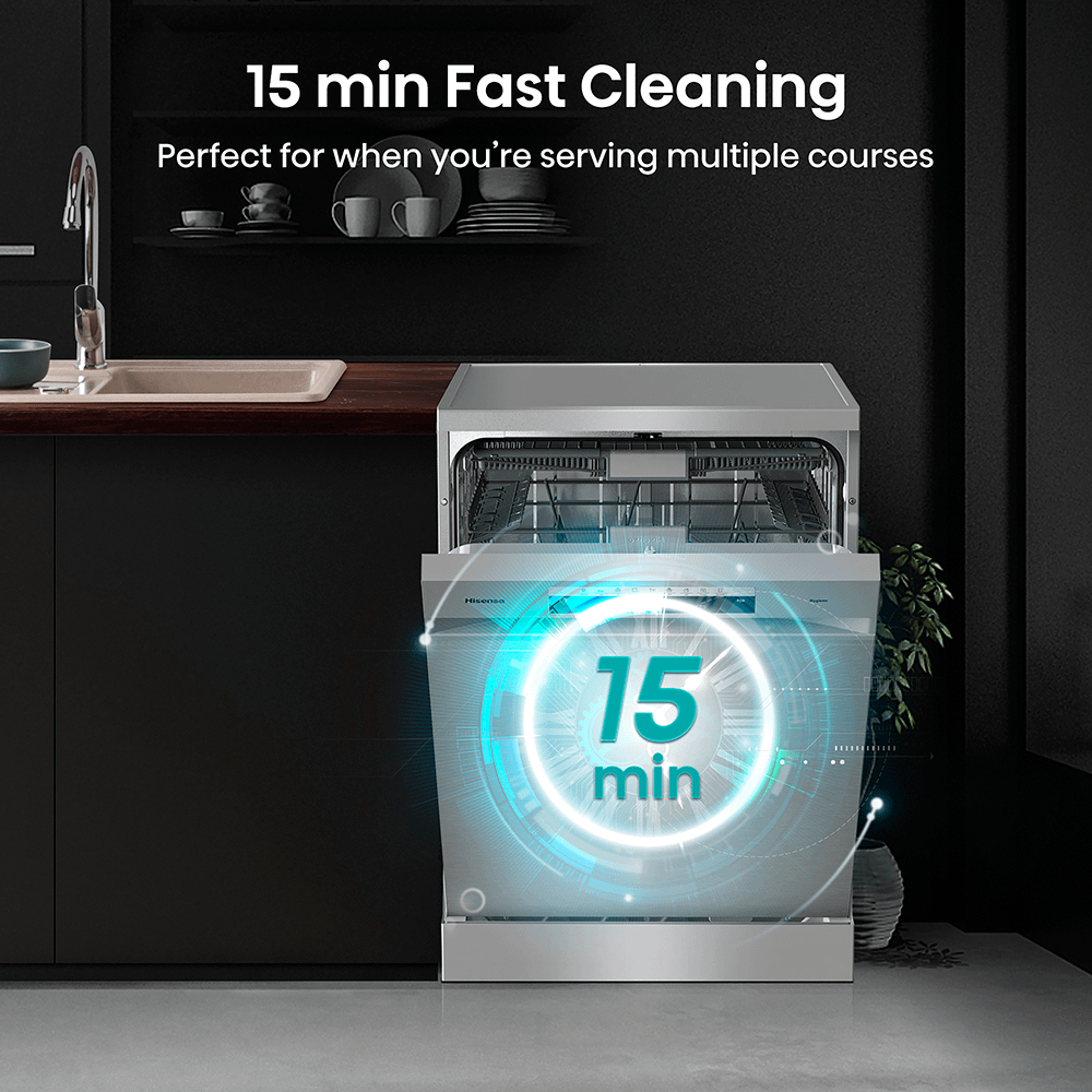 Hisense HS693C60XADUK 60cm Freestanding WiFi Auto Dose Dishwasher