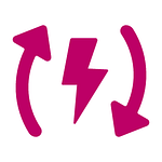 Icon of lightning boil with arrows pointing around it. Icon represents energy efficiency.