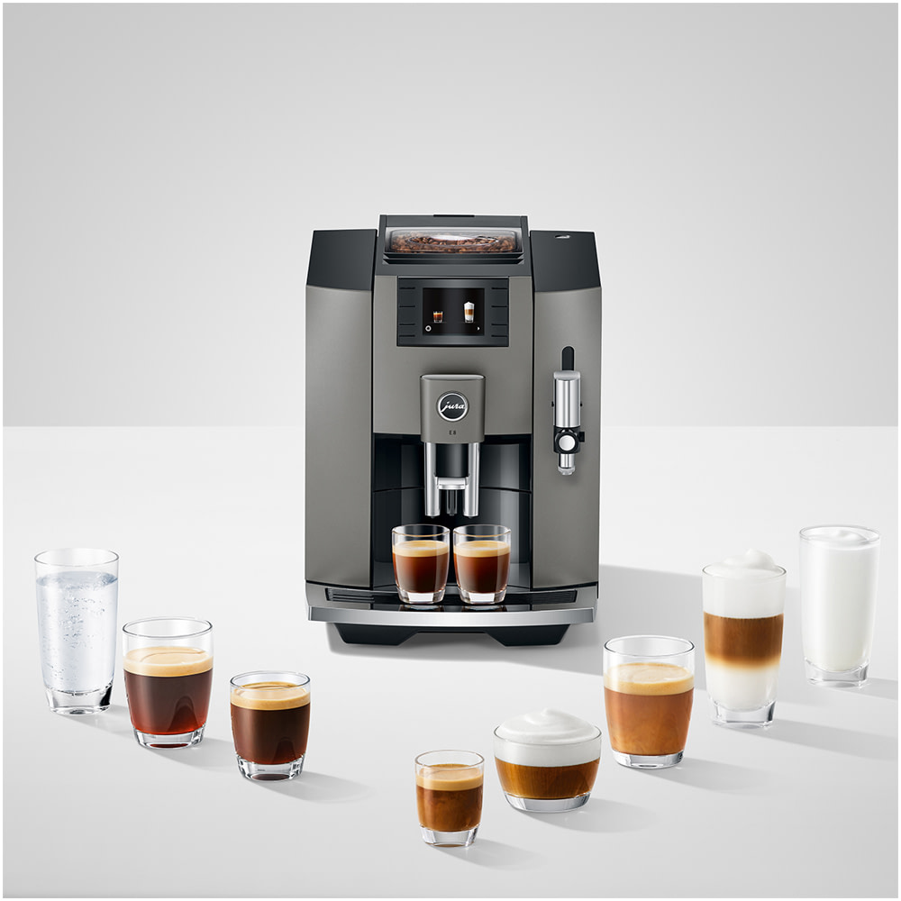 Jura E8 DARK INOX Freestanding Fully Automatic Coffee Machine - DARK ...