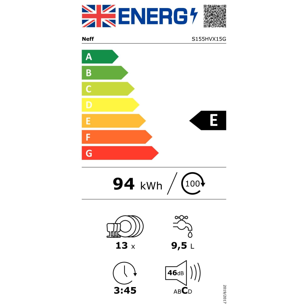 Neff S155HVX15G EX DISPLAY 60cm Fully Integrated Dishwasher