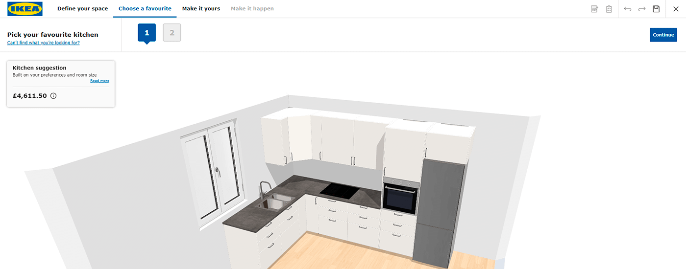 Screenshot of the IKEA 3D Kitchen Planner in use