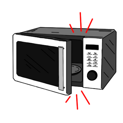 Graphic of microwave door not closing properly