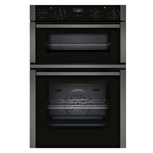 A Neff double built-in oven in black