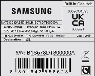 Samsung product label