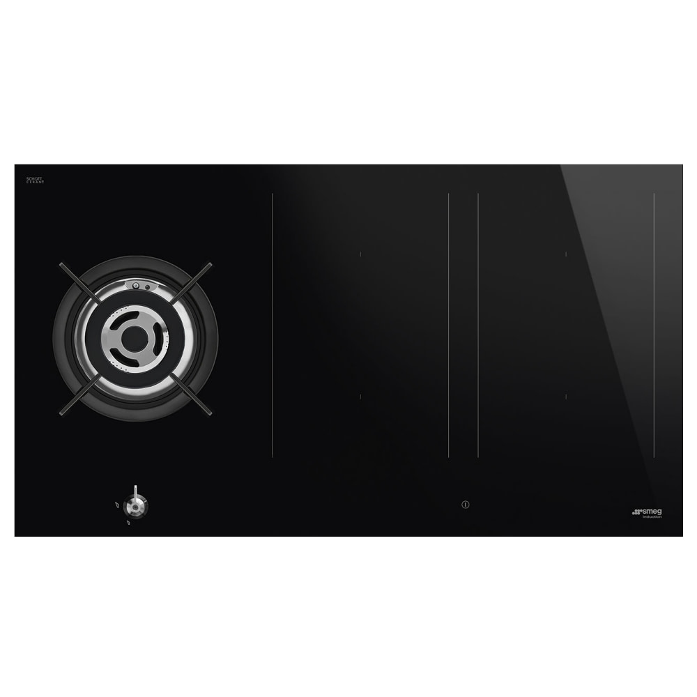 Smeg PM3953D Classic 90cm Frameless Mixed Induction And Gas Hob BLACK 