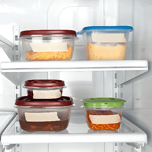 Food storage containers in fridge