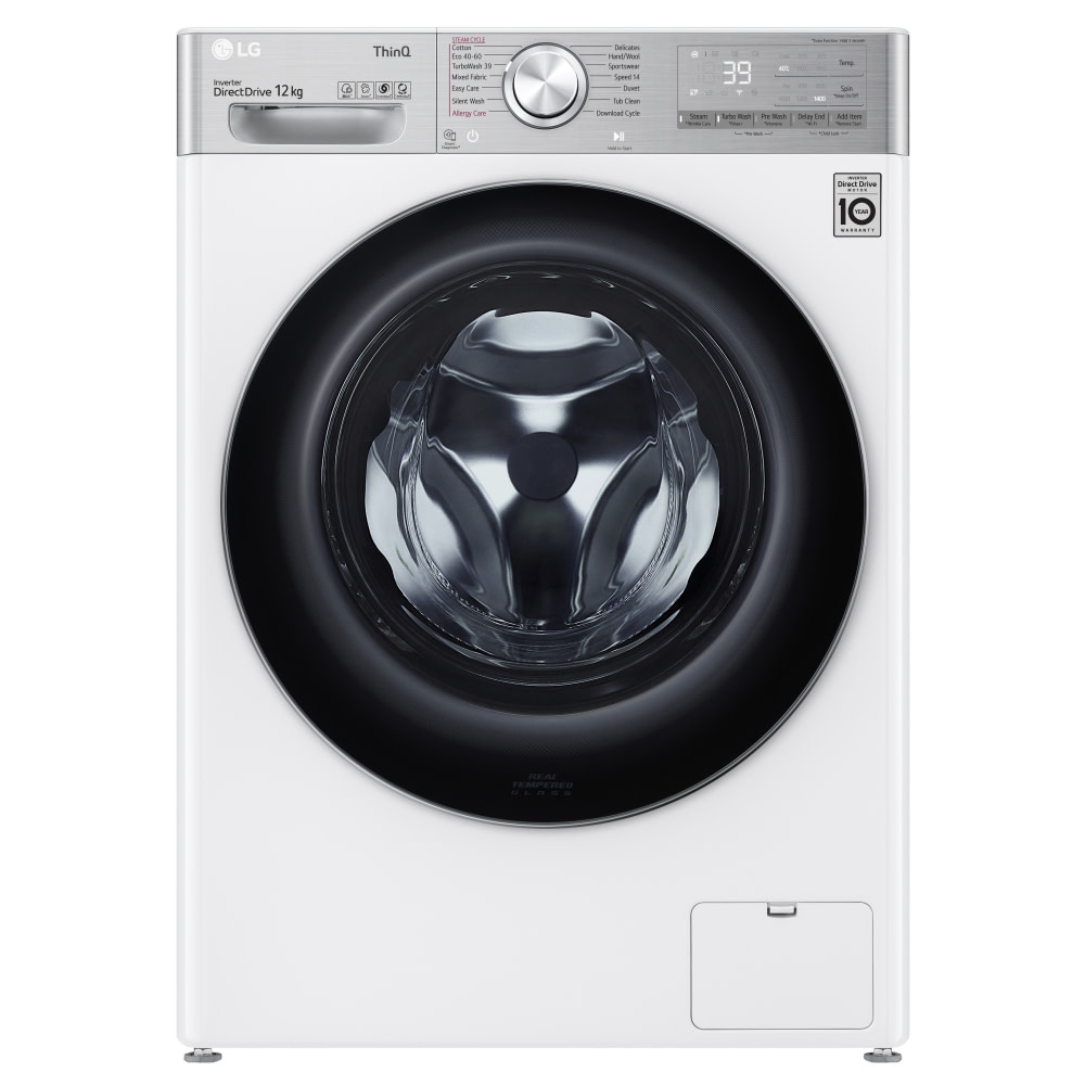 LG F4V1012WTSE 12kg TurboWash Steam Washing Machine - WHITE - Appliance City