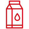 Milk carton icon in red