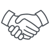 light grey icon of two people shaking hands