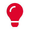 Icon of a lightbulb finished in red
