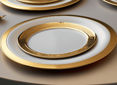 White plates with golden metallic trim