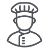 Light grey icon of a professional chef