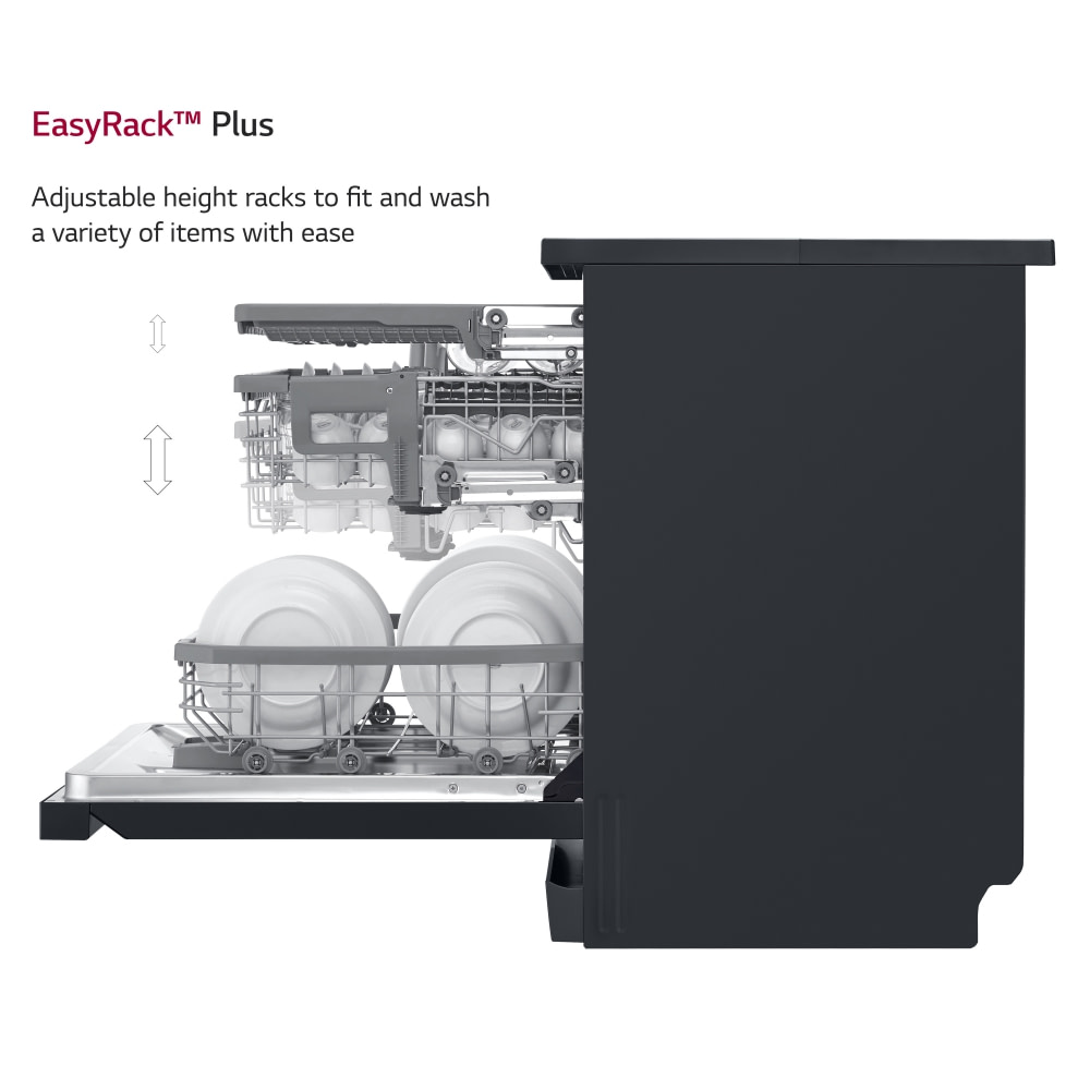 LG DF455HMS 60cm Freestanding Dishwasher BLACK STEEL Appliance City