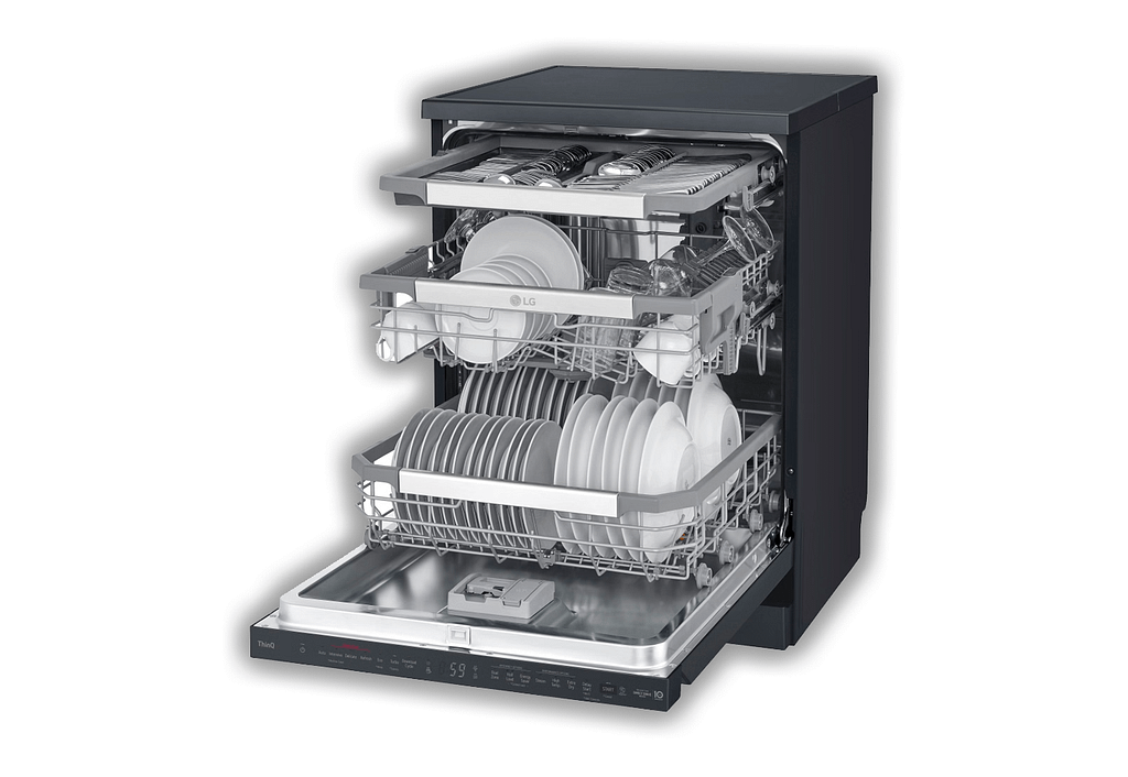 LG DF455HMS 60cm Freestanding Dishwasher – BLACK STEEL