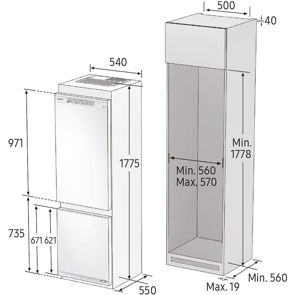 Samsung BRB260087WW 178cm Integrated Chef Collection 70/30 Frost Free