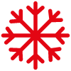 Icon of a snowflake finished in red
