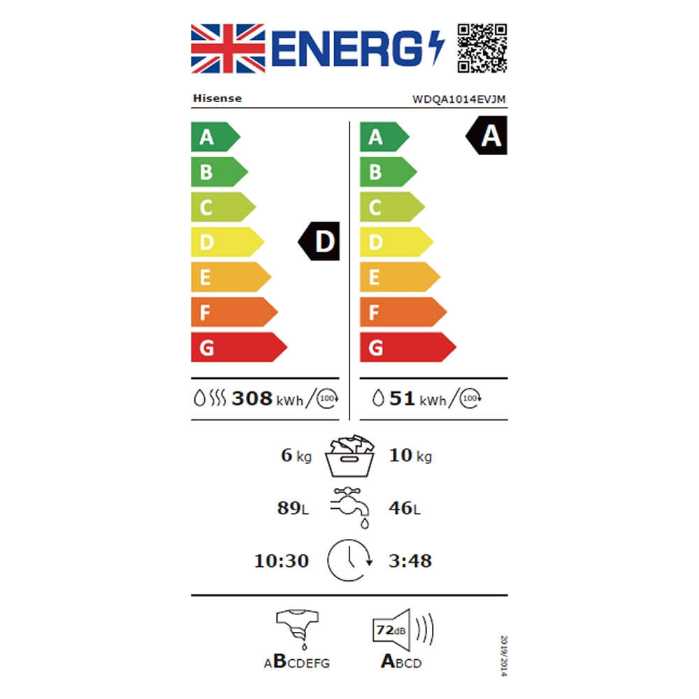 Hisense WDQA1014EVJM 10kg/6kg 3 Series Washer Dryer - WHITE - Appliance ...