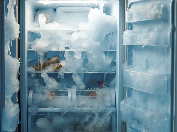 An extremely overly frosted freezer