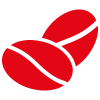 Icon of two coffee beans in red