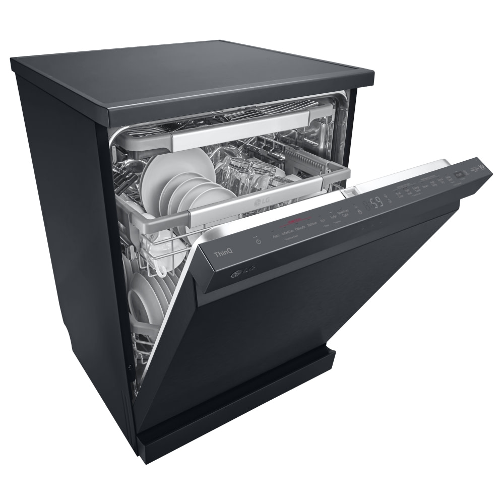LG DF455HMS 60cm Freestanding Dishwasher BLACK STEEL Appliance City