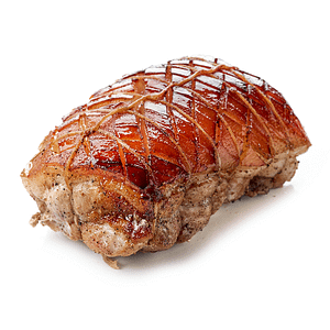 Roast pork on white background