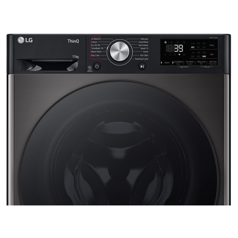 LG F4Y711BBTN1 11kg BLACK TurboWash Steam - - STEEL Machine Appliance City Washing