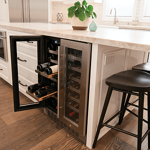 Wine cooler in kitchen island