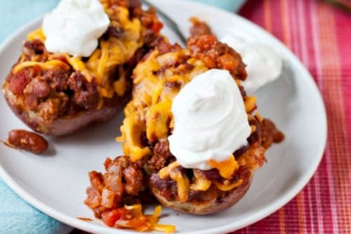 twice baked chilli cheese potatoes