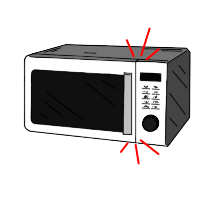 Graphic of microwave with a door stuck closed