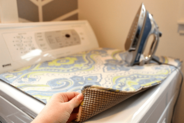 DIY ironing pad on top of a washing machine
