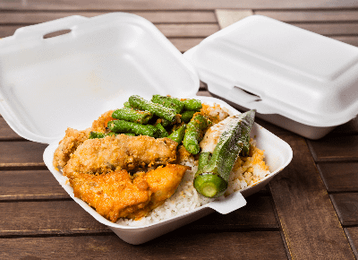 Takeaway food in Styrofoam container