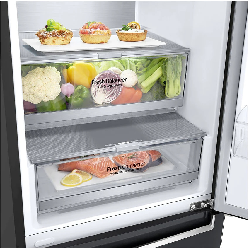 LG GBB72MCVBN 60cm Frost Free Fridge Freezer BLACK STEEL Appliance City