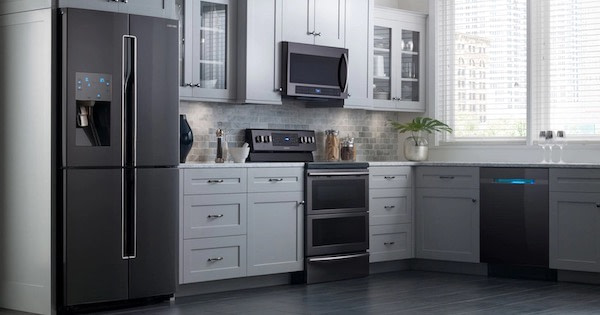 grey kitchen style with black steel