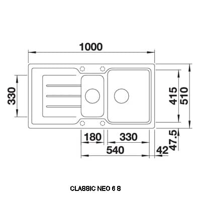 Blanco CLASSIC NEO 6 S JASMIN Silgranit 1.5 Bowl Inset Sink 524122