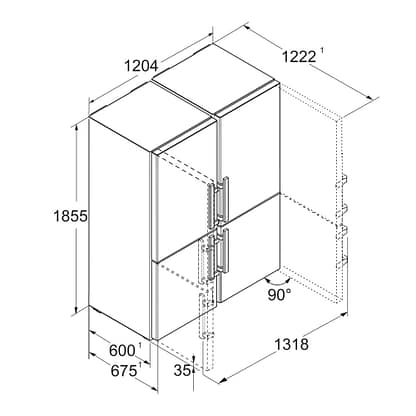 Liebherr XCCSD5250 121cm Prime 4 Door Side By Side Fridge Freezer