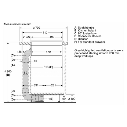 Neff Z861KR0 70cm Deep Recirculation Kit For Air Venting Hob