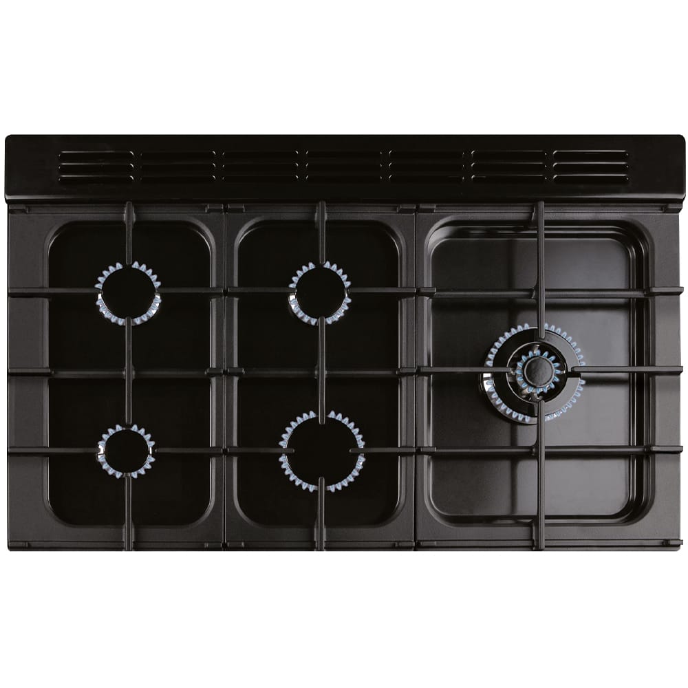 100.hob.dualfuel.rangecooker 100cm Rangemaster range cooker hob with 5 different cooking zones