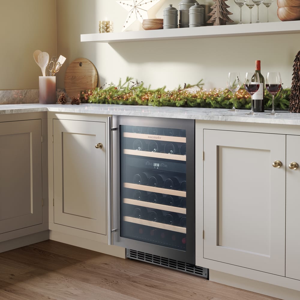 Rangemaster undercounter 60cm wine cooler silver lifestyle 2