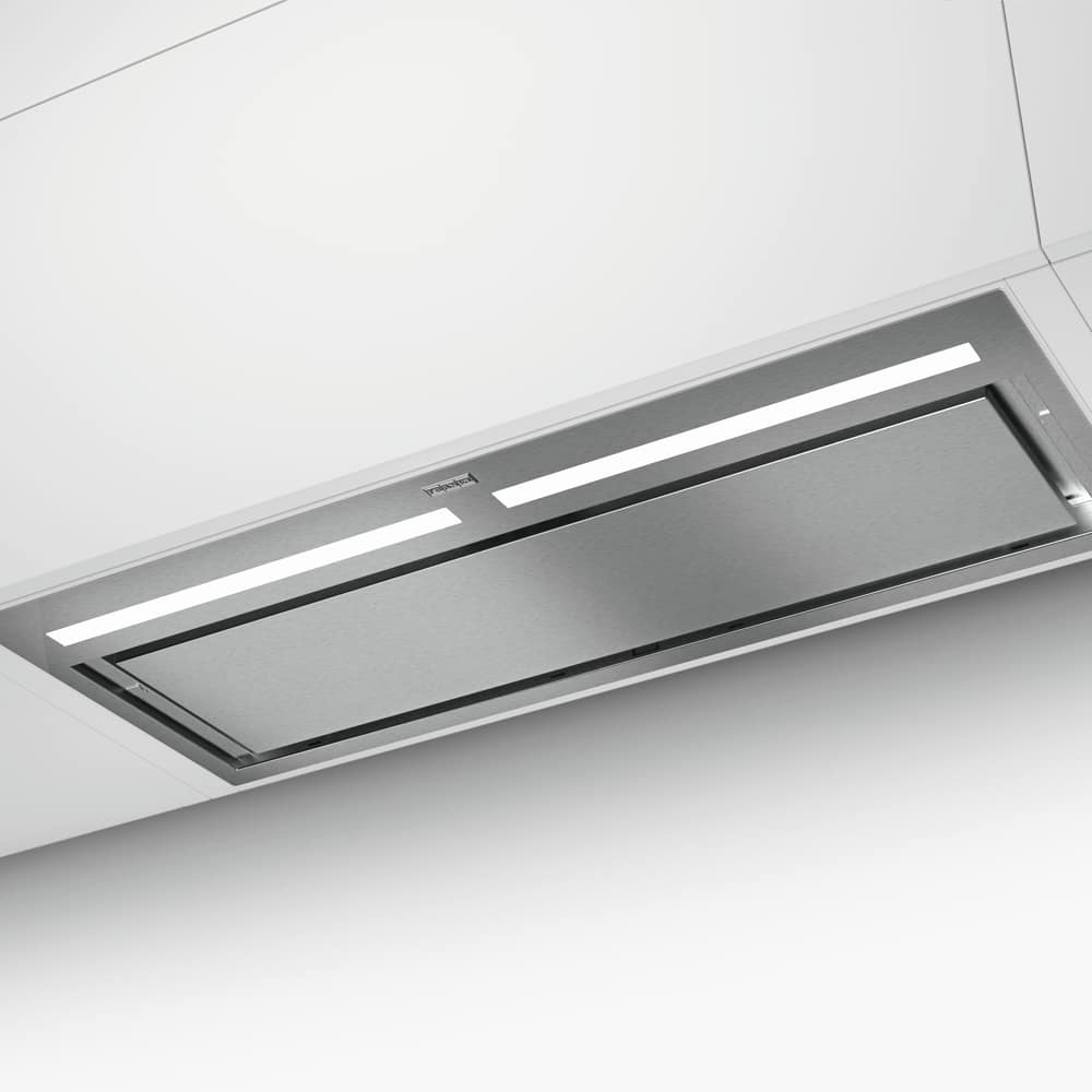 franke-box-flush-1000x1000 Close up of the Franke Box Flush Premium extractor in a white kitchen.