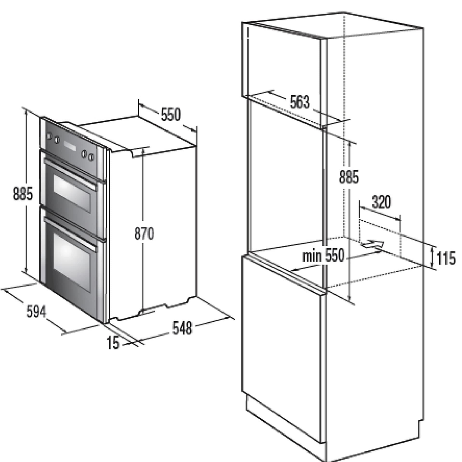 Hisense BID99222CXUK Dimensions 2000x2000